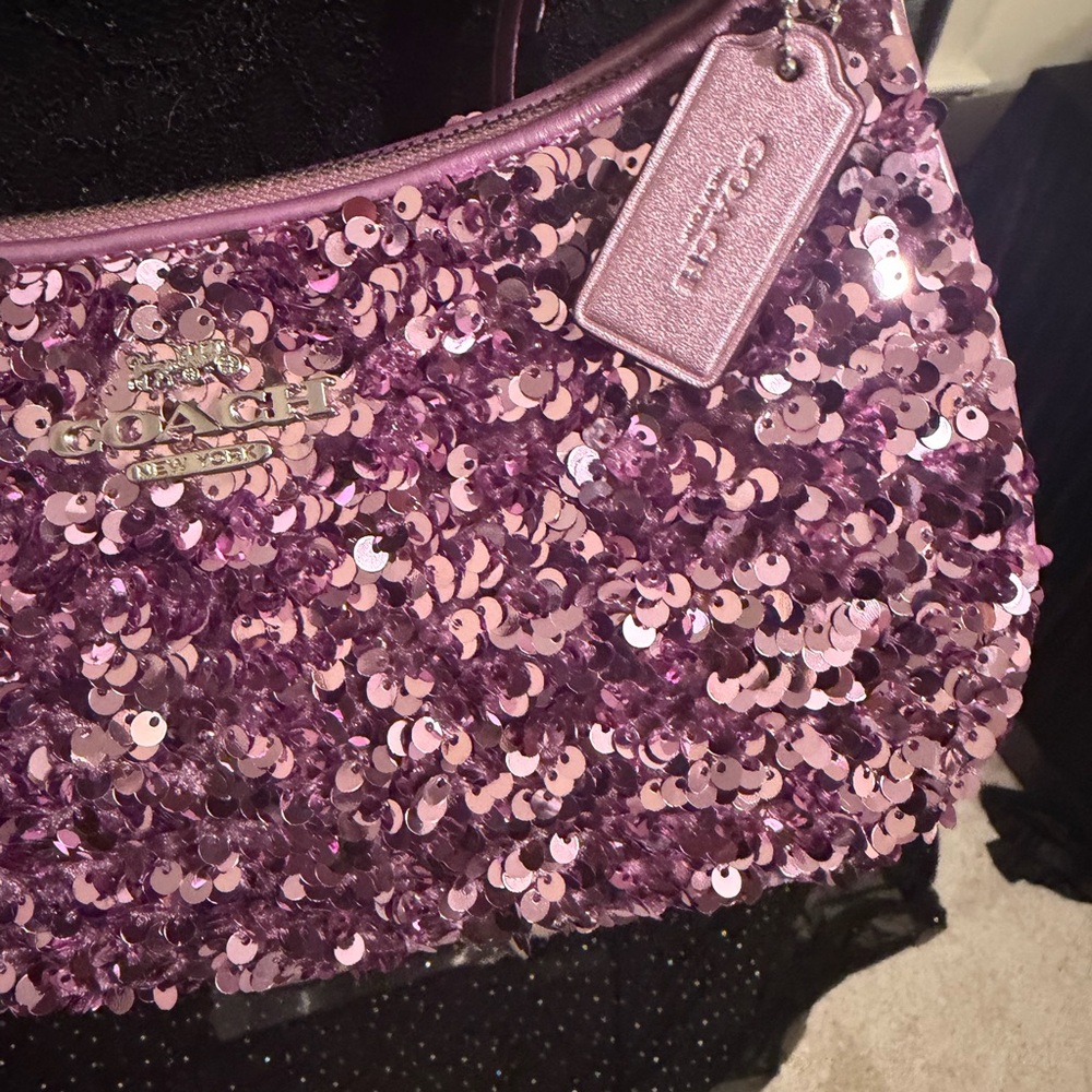 NWOT Coach Sequin Shoulder & Crossbody Bag- Pink/Lavender Sparle - Picture 13 of 14